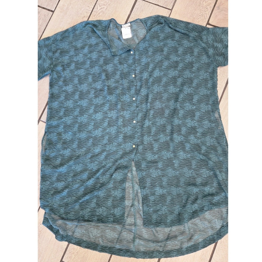 Free People Intimately Deep Sea Sheer Button Down Tunic Top OB1338543 L